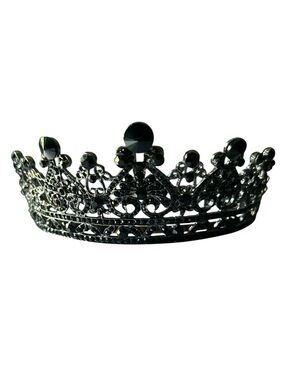 Black Rhinestone Jeweled Filigree Tiara Crown